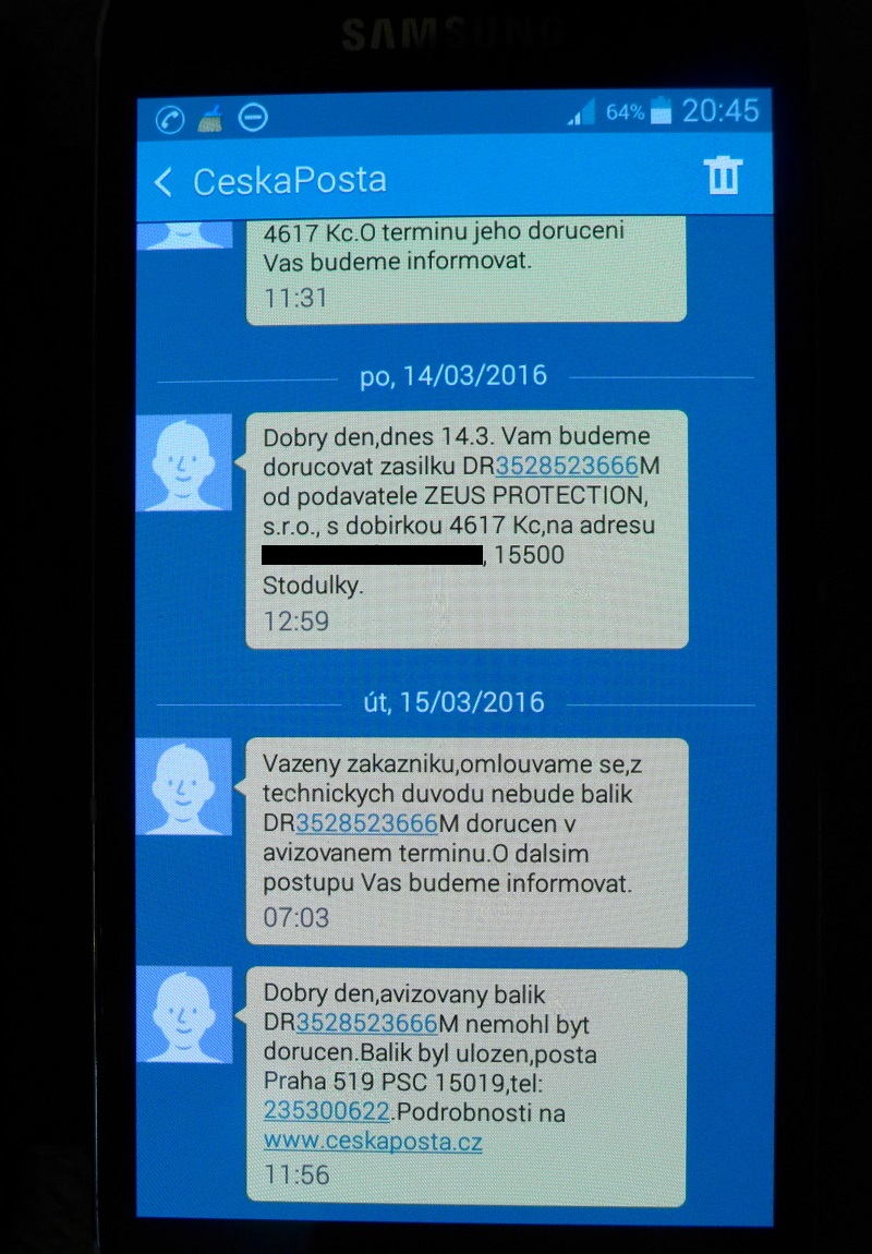 SMS důkaz s datumy